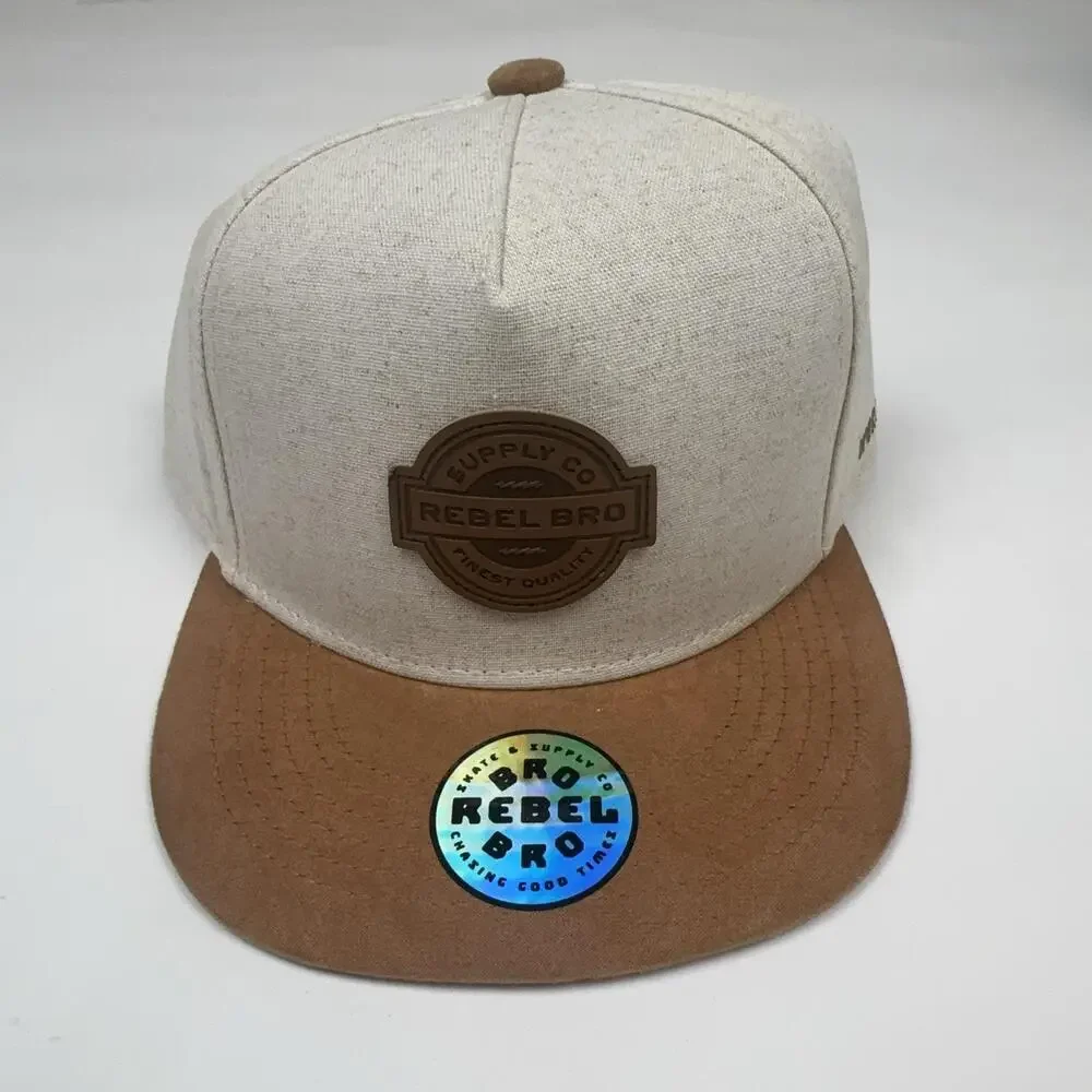 Rebel Bro Work Wild Junior Snapback Hat Teens One Size Beige Brown Brim Cap